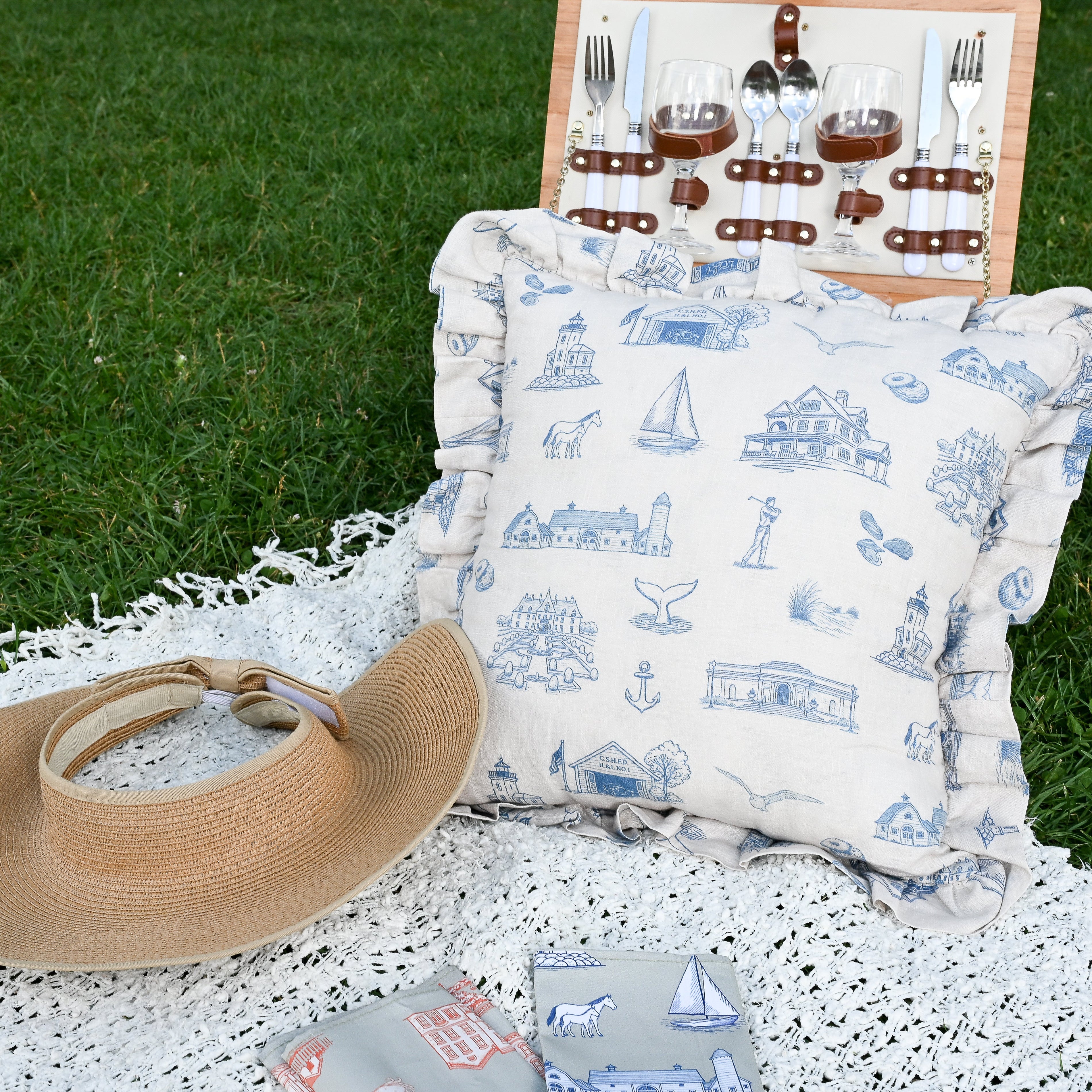 100% French Linen Toile Pillow Shams