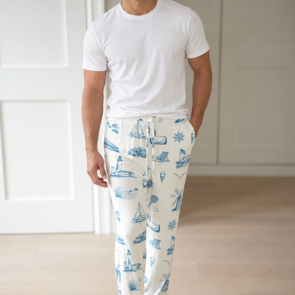 Hamptons & Montauk Toile Bamboo Pajama Pants for Adults