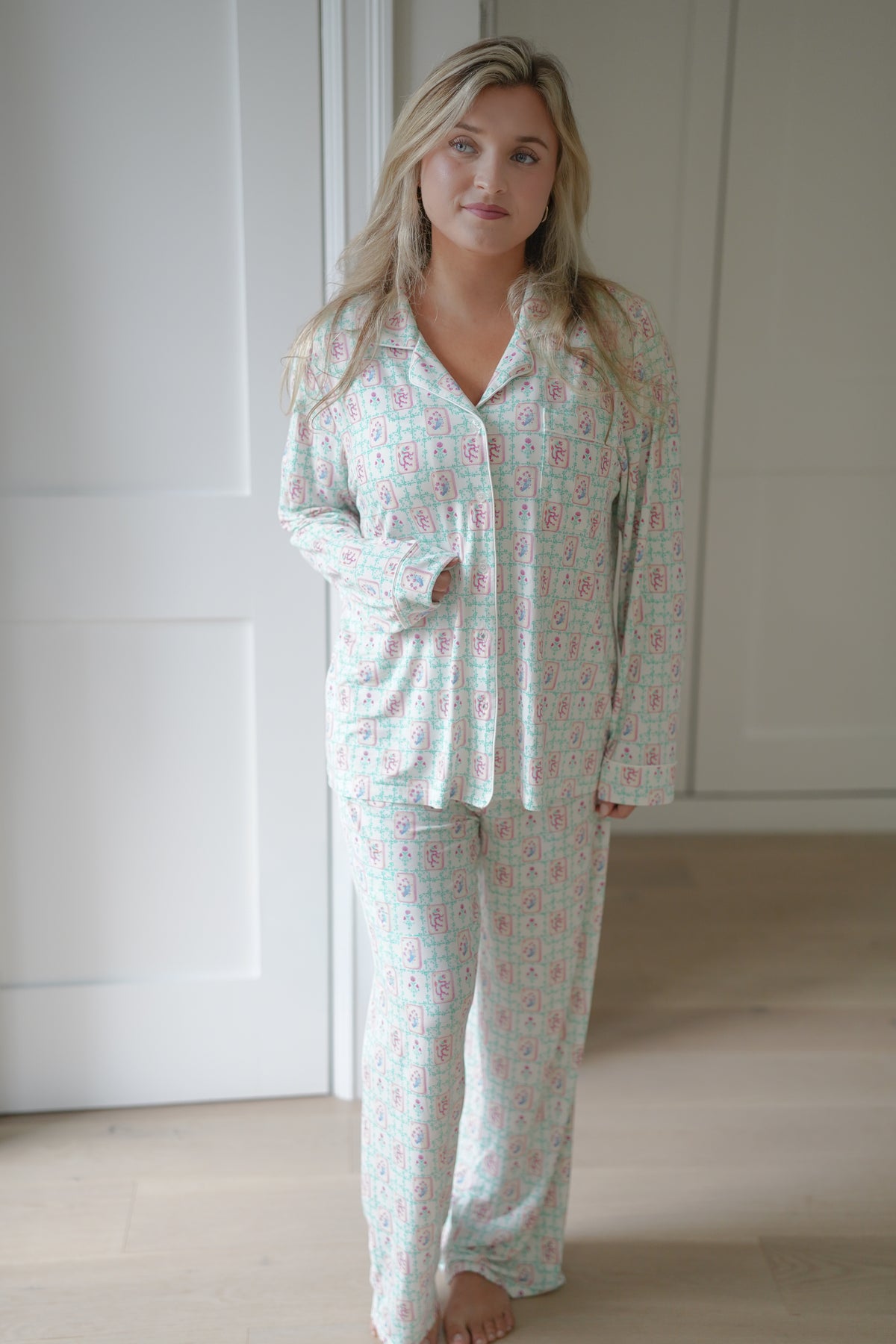 Mahjong Long Sleeve Bamboo Pajama Set