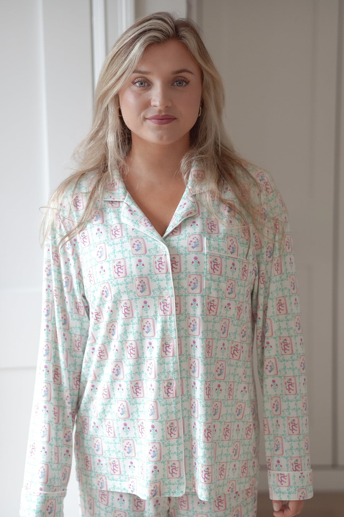 Mahjong Long Sleeve Bamboo Pajama Set