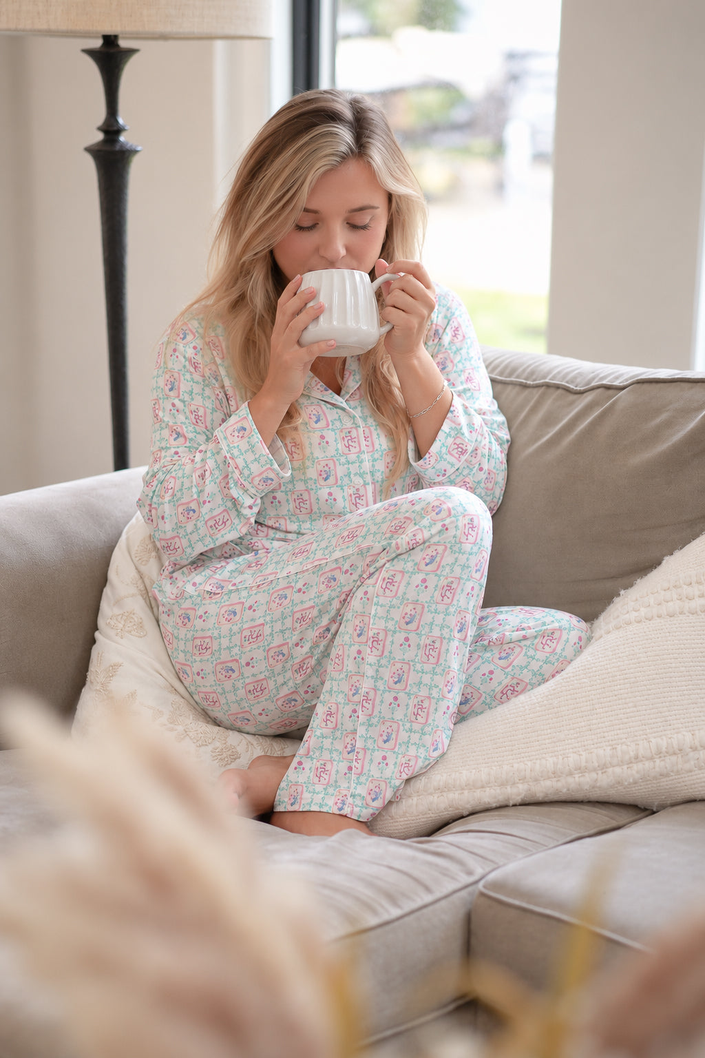 Mahjong Long Sleeve Bamboo Pajama Set