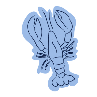 Blue outline of a lobster on a white background