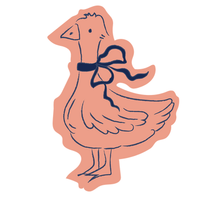 Illustration of a stylized duck in peach color on a white background