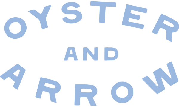 Blue 'Oyster and Arrow' text on a white background