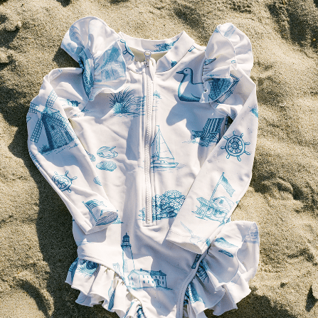 Hamptons & Montauk Baby Girls One-Piece Swimsuit - Oyster and Arrow