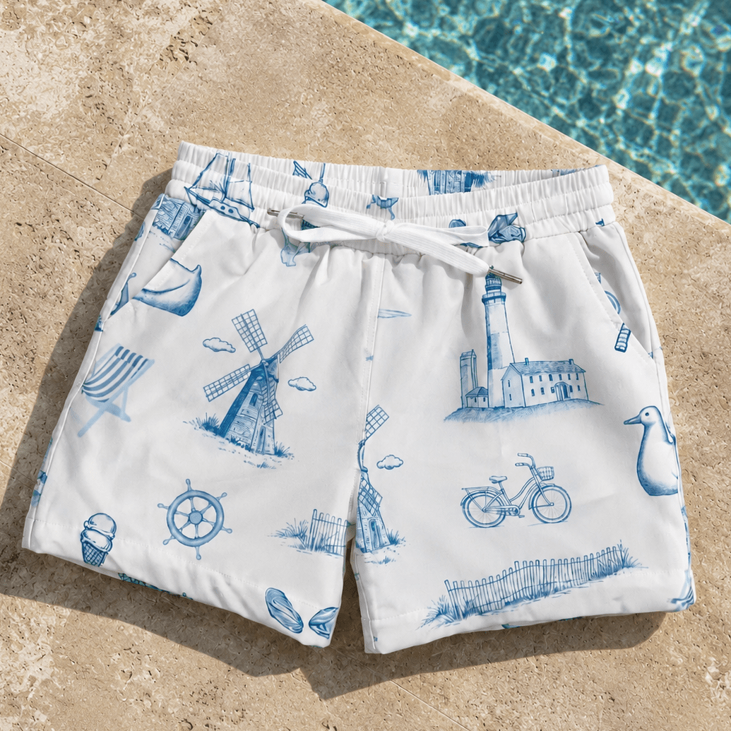 Hamptons & Montauk Boys' Swim Trunks - Oyster and Arrow
