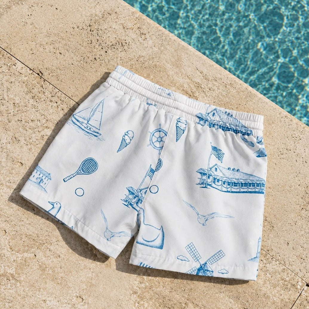 Hamptons & Montauk Boys' Swim Trunks - Oyster and Arrow