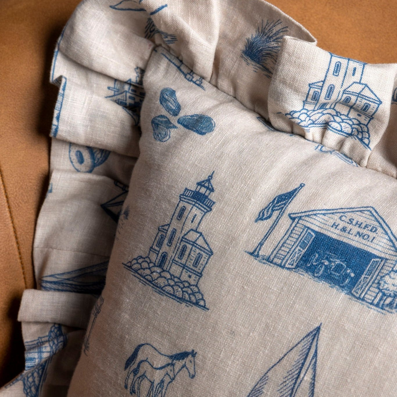 Huntington & Cold Spring Harbor French Linen Pillow Sham - Oyster and Arrow