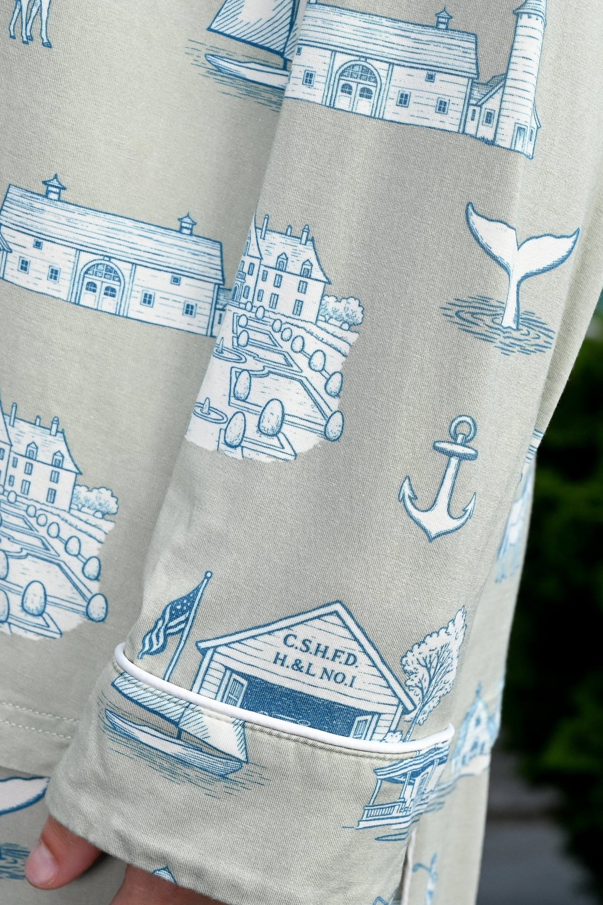Huntington & Cold Spring Harbor Toile Long Sleeve Pajama Set - Oyster and Arrow