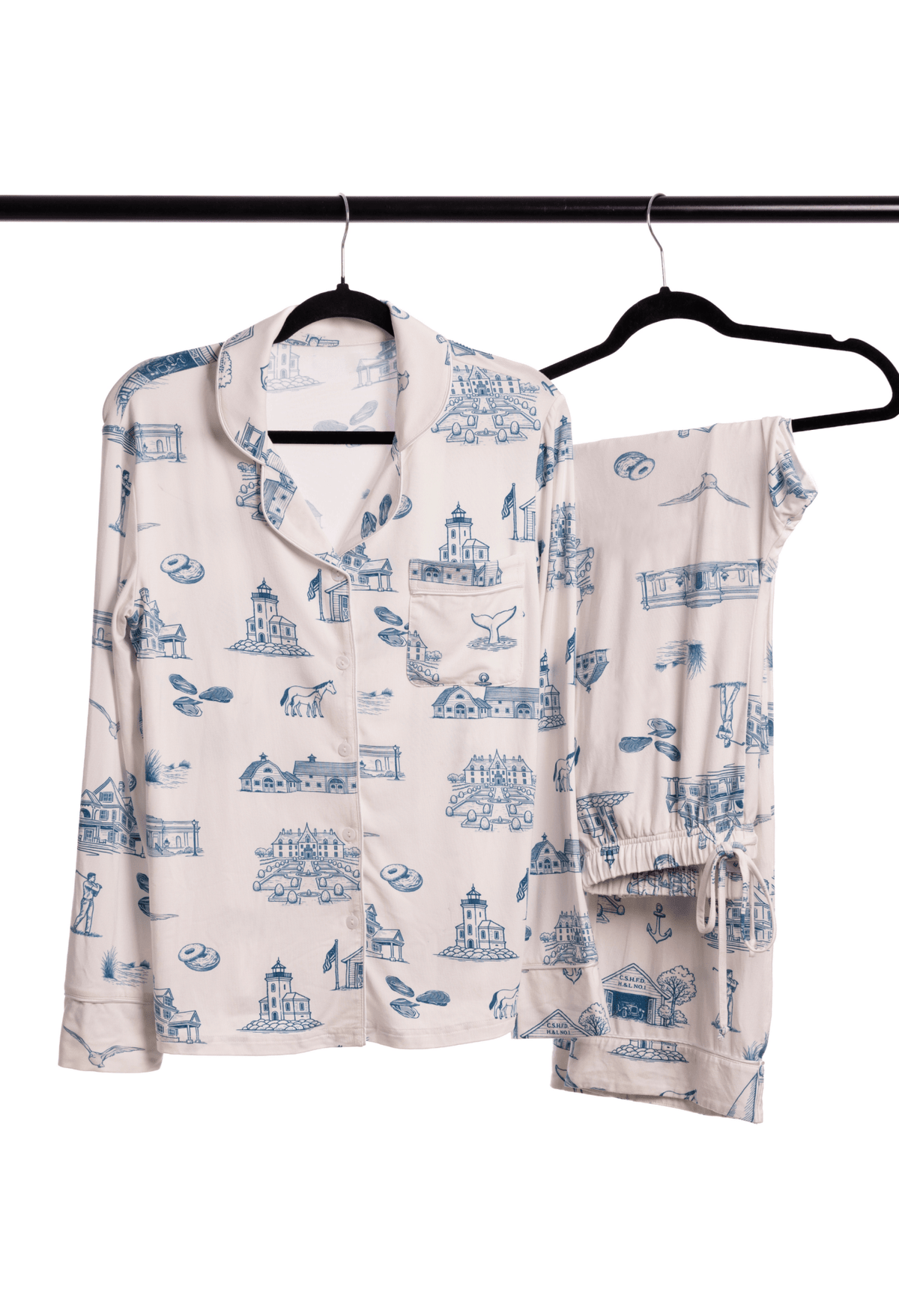 Huntington & Cold Spring Harbor Toile Long Sleeve Pajama Set - Oyster and Arrow
