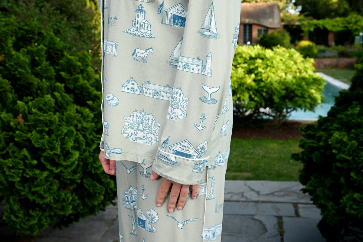 Huntington & Cold Spring Harbor Toile Long Sleeve Pajama Set - Oyster and Arrow