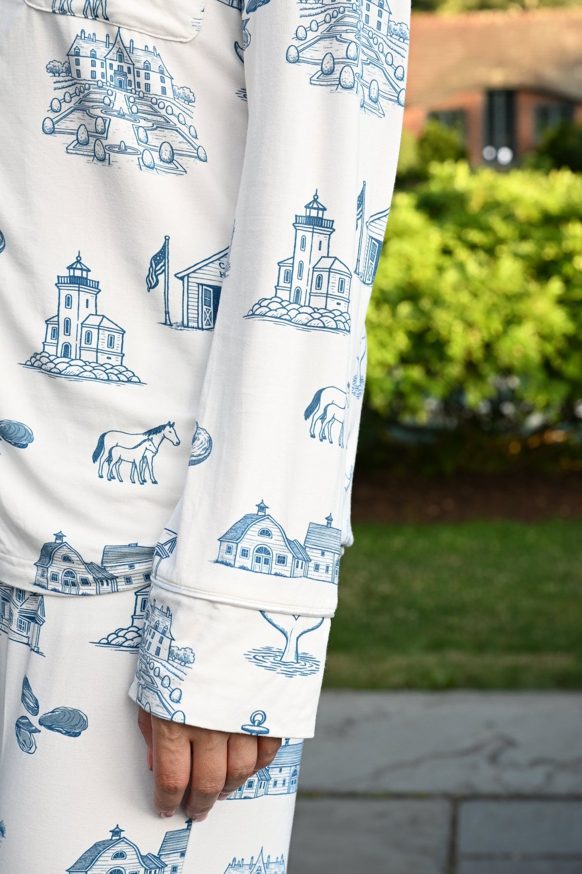Huntington & Cold Spring Harbor Toile Long Sleeve Pajama Set - Oyster and Arrow