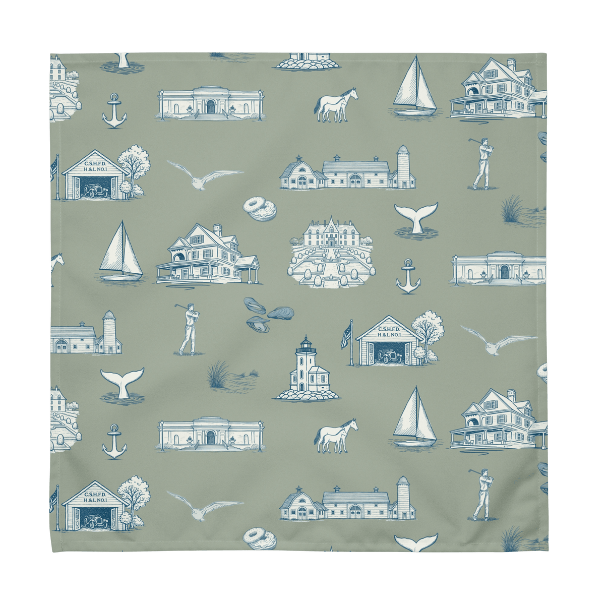 Huntington & Cold Spring Harbor Toile Napkins, Set of 4 - Oyster and Arrow