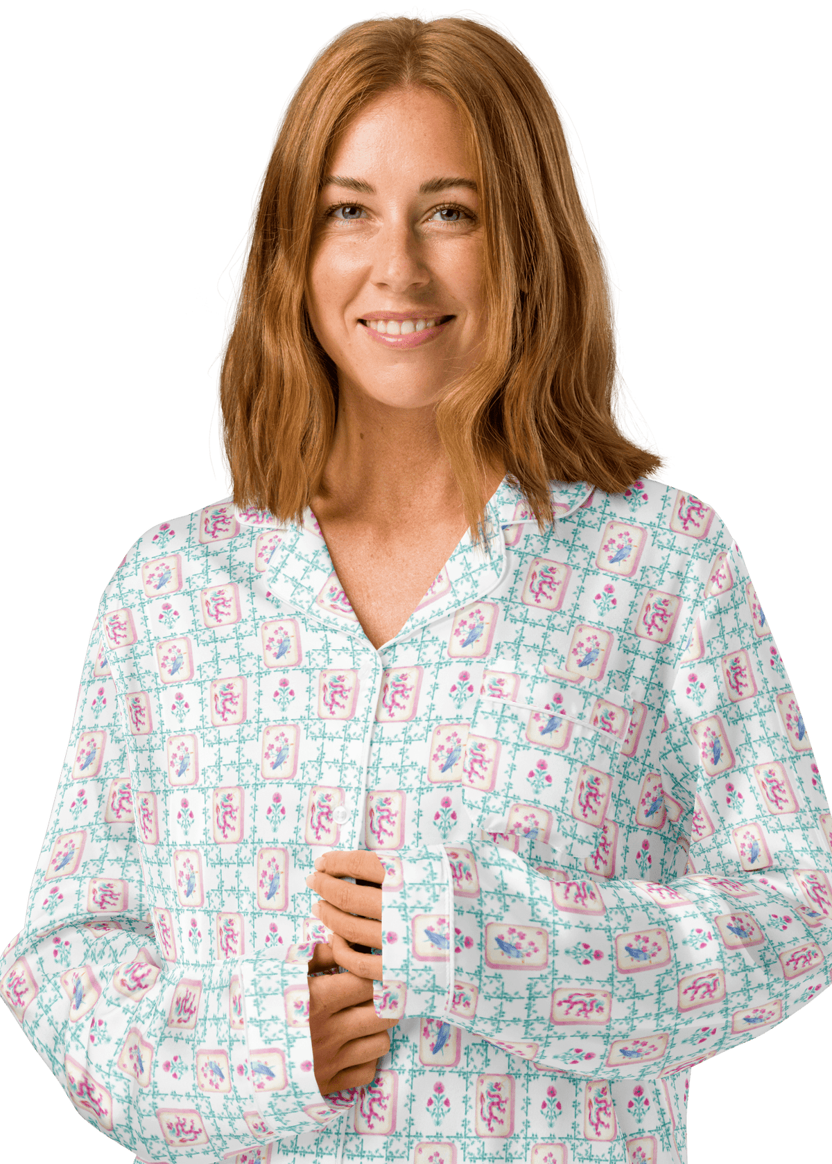 Mahjong Long Sleeve Bamboo Pajama Set - Oyster and Arrow