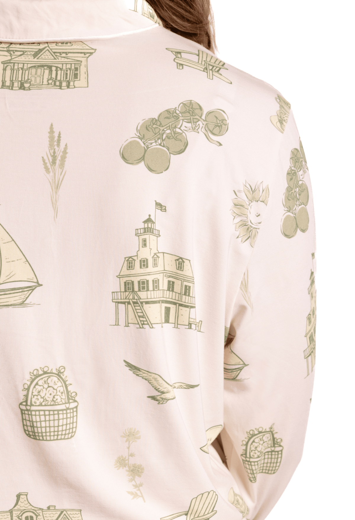North Fork Toile Long Sleeve Bamboo Pajama Set - Oyster and Arrow