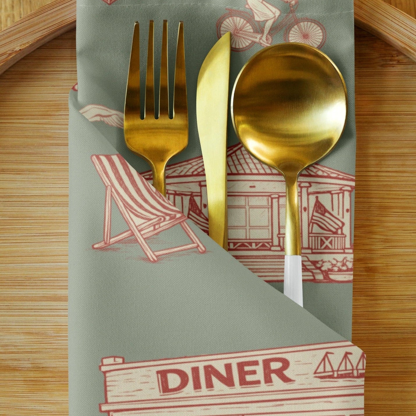 Northport Toile Cotton Napkins, Set of 4 - Oyster and Arrow