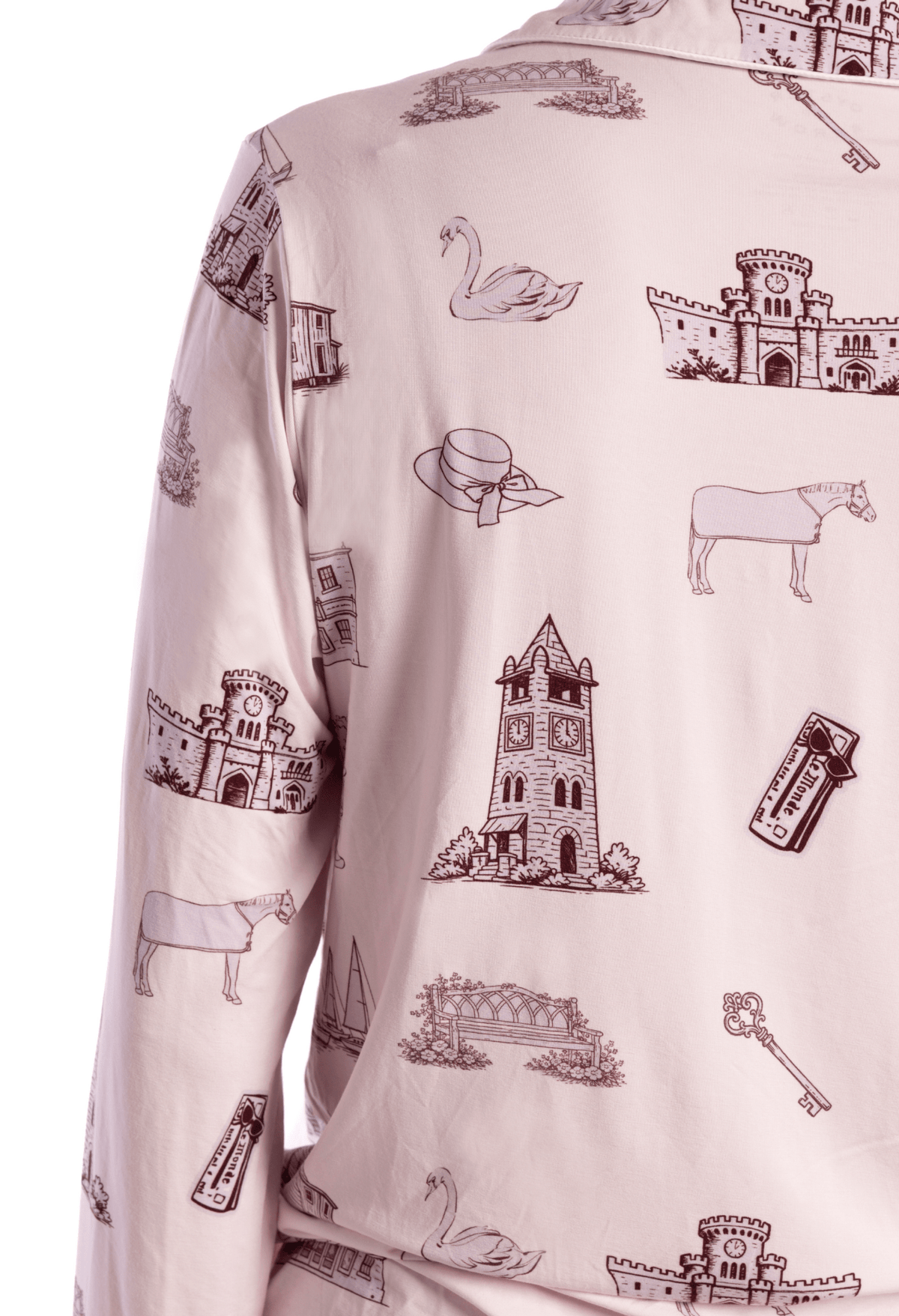 Roslyn & Sands Point Toile Long Sleeve Bamboo Pajama Set - Oyster and Arrow